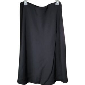 RM REBECCA MINKOFF Black Satin Midi Skirt Women's Large‎ NWT